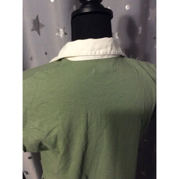 Madewell Green Collar Soft Top Size Small S womens Polo Tee V Neck - Picture 5 of 5